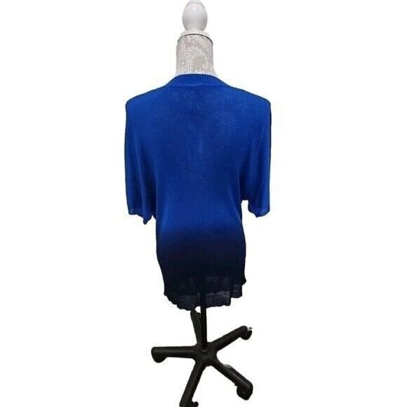 Chico’s Sweater Blue Ombre V-neck Slinky Knit Pullover NWT Women's Large - Picture 5 of 10